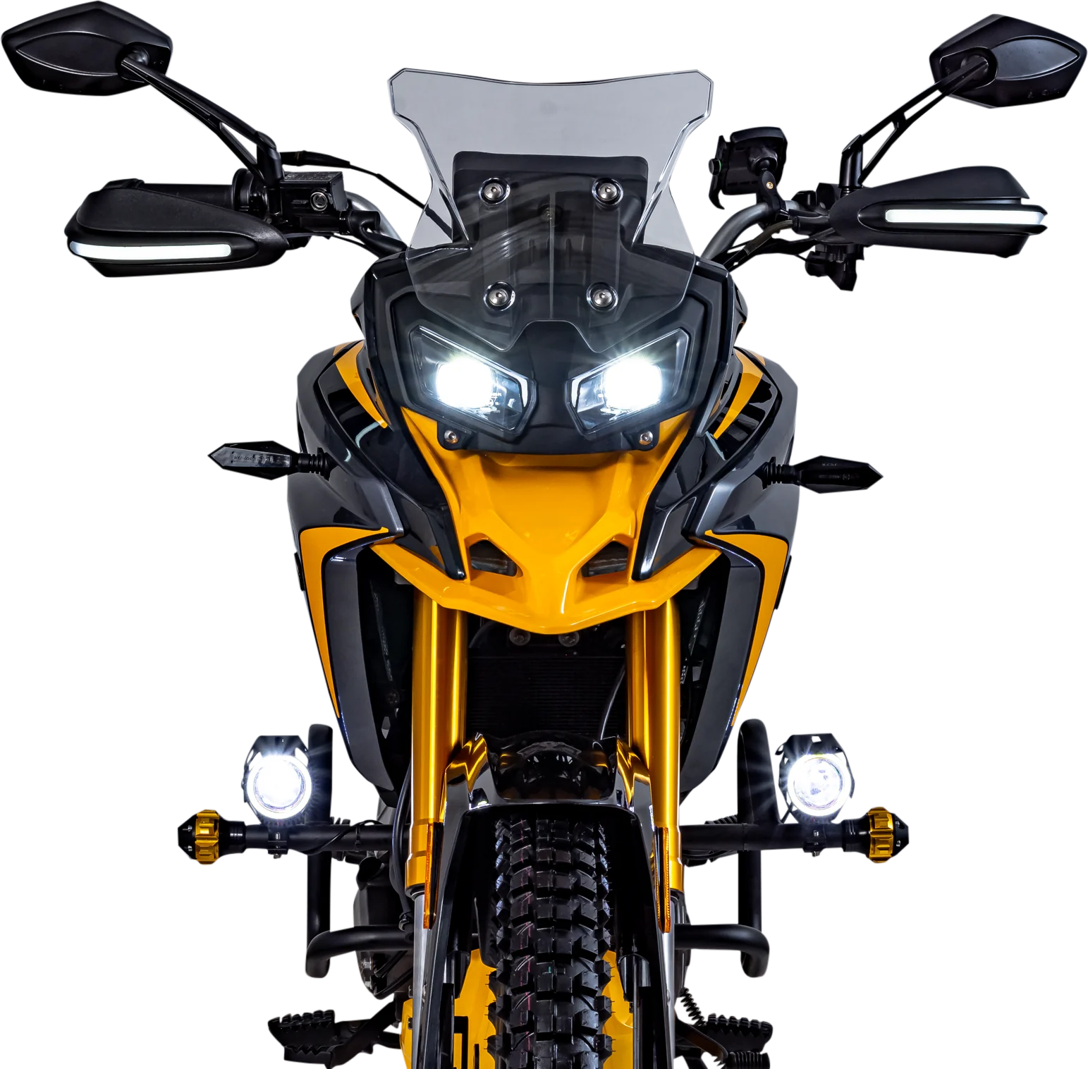Moto Vento Dakar 300 S gris mate / amarillo, vista frontal