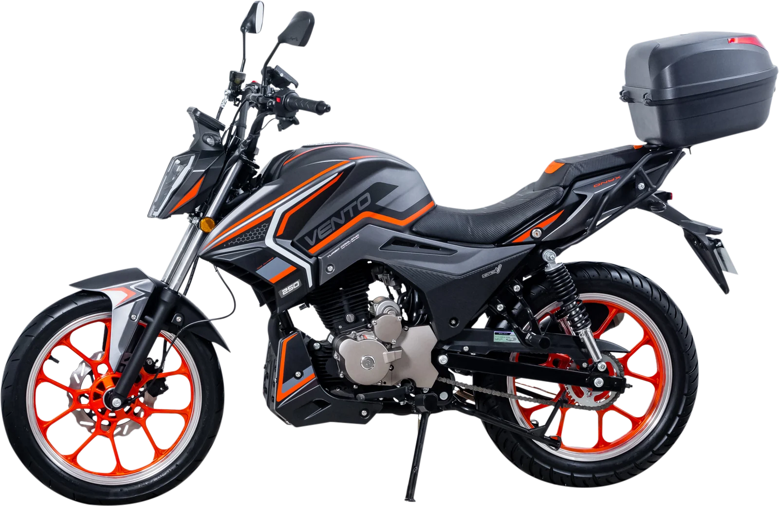 Moto Vento Onyx 250 gris mate / naranja, vista lateral