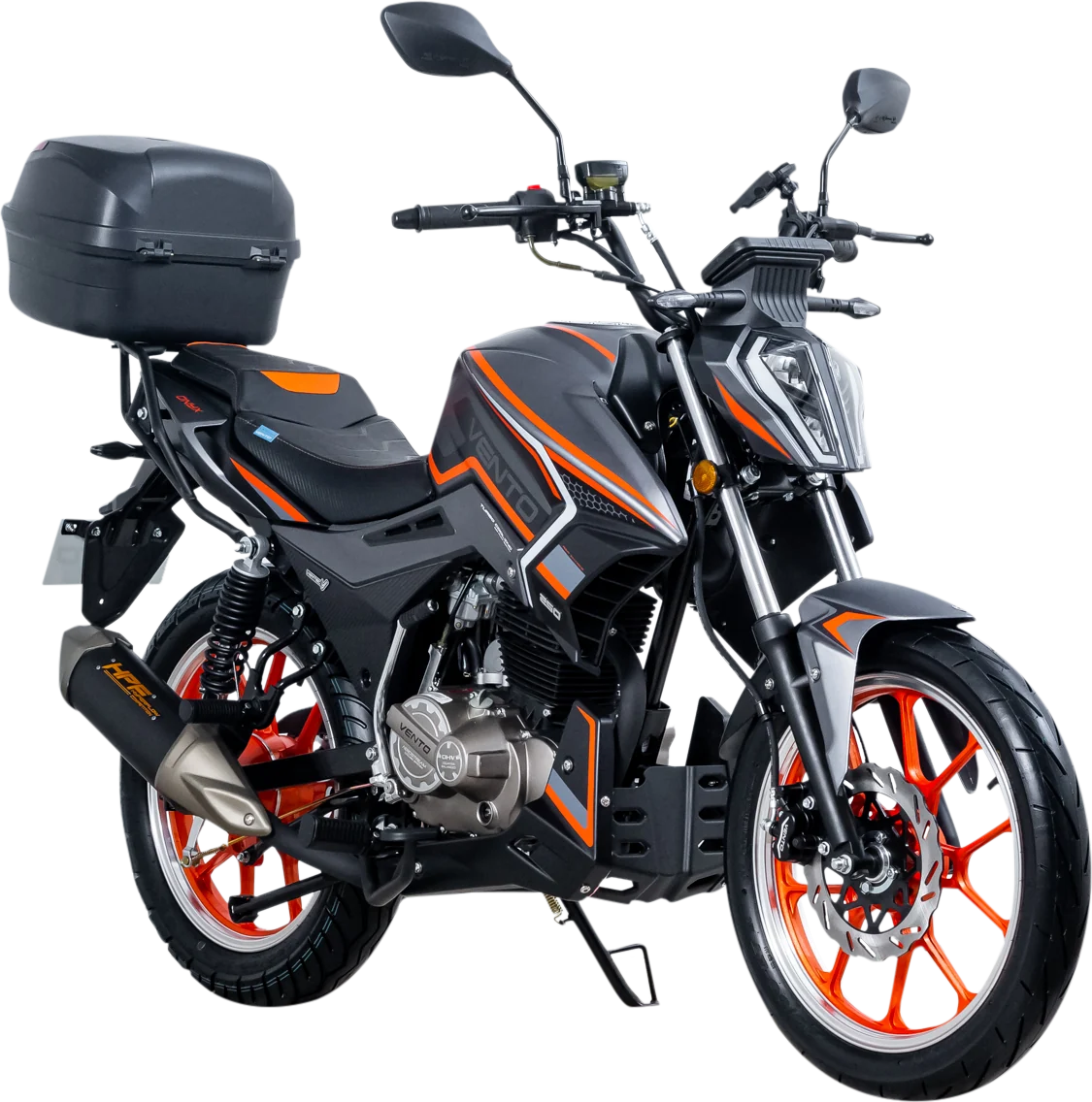 Moto Vento Onyx 250 gris mate / naranja, sobre fondo transparente