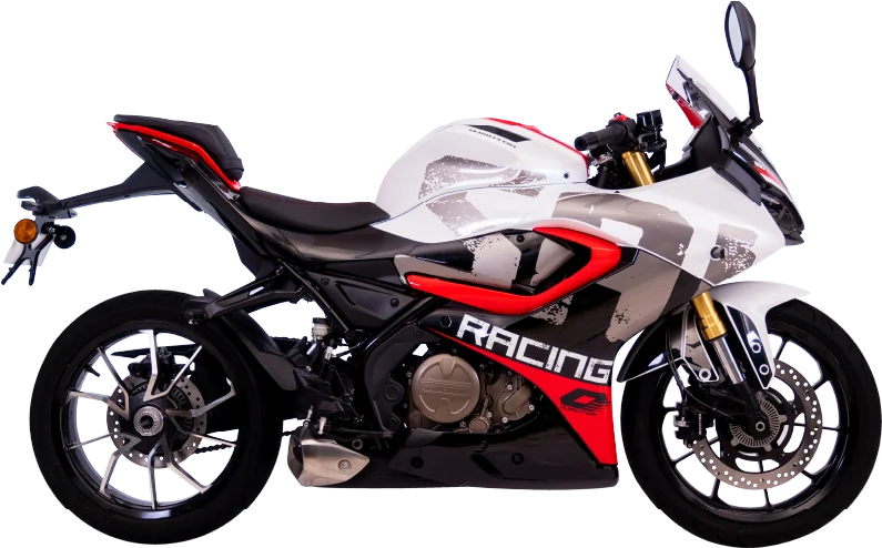 Moto QJ Motor SRK 250 RS en color rojo, vista lateral izquierda
